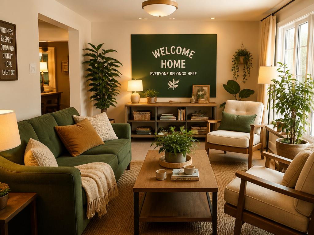 A welcoming shared living room at a H.O.P.E. residence